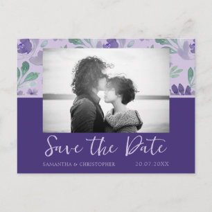 Boho Donker Paars Save the Date Trouwen Briefkaart