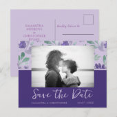 Boho Donker Paars Save the Date Trouwen Briefkaart (Voorkant / Achterkant)