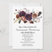 Boho donker Paarse roest bloemig Vrijgezellenfeest Kaart (Voorkant)