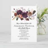 Boho donker Paarse roest bloemig Vrijgezellenfeest Kaart (Staand voorkant)