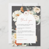 Boho Donkere Bloemen | Trouwtafel Bedankkaart (Voorkant)