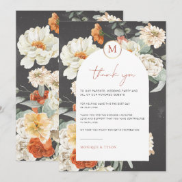 Boho Donkere Bloemen | Trouwtafel Bedankkaart
