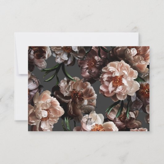 Boho donkere pioen bloemen moderne bruiloft save the date (Achterkant)