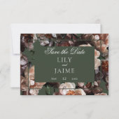 Boho donkere pioen bloemen moderne bruiloft save the date (Voorkant)