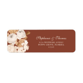 Boho Donkere Terracotta Bloem Retouradreslabel Etiket