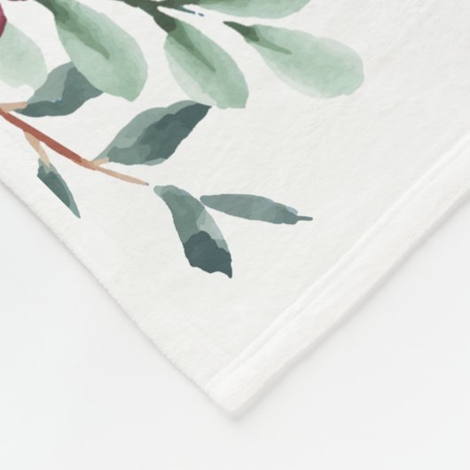 Boho donkerrode waterverf bloemen gepersonaliseerd fleece deken (Hoek)