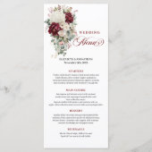 Boho donkerrood wit goud bloemen bruiloft kaart (Voorkant)