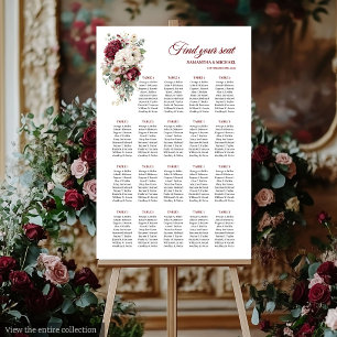 Boho donkerrood wit goud bloemen zithoek poster