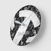 Boho Doodle Bloemen Zwart Wit Volleybal Ronde Klok (Hoek)