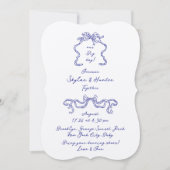 Boho Doodle Handgeschreven Kobalt Blauw & Ecru Een Kaart (Voorkant)