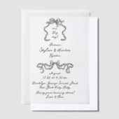 Boho Doodle Handgeschreven Retro Black Wedding Vellum Uitnodigingen (Offset)