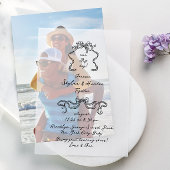 Boho Doodle Handgeschreven Retro Black Wedding Vellum Uitnodigingen