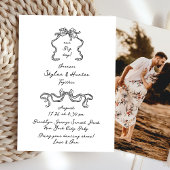 Boho Doodle Handgeschreven Retro Zwart & Wit Eenvo Kaart