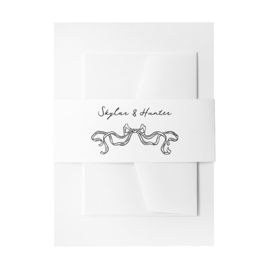 Boho Doodle Handgeschreven Retro Zwart Wit Huwelij Uitnodigingen Wikkel (Voorkant Voorbeeld)