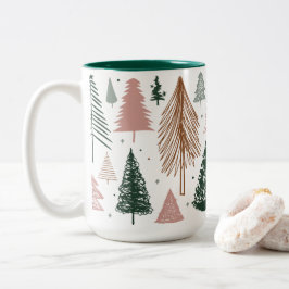 Boho Doodle-kerstboompatroon Tweekleurige Koffiemok