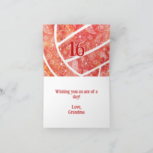 Boho Doodle Veren oranje volleybal Verjaardag Kaart (Binnen)