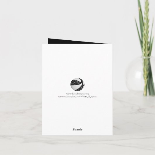 boho-doodle zwart wit meisjesachtig basketbal verj kaart (Achterkant)