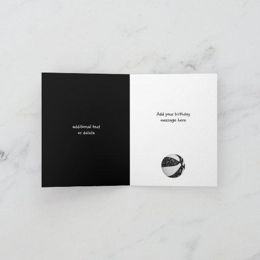 boho-doodle zwart wit meisjesachtig basketbal verj kaart (Binnen)