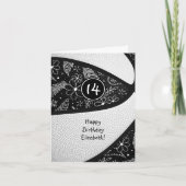 boho doodle zwarte witte girale basketbal kaart (Voorkant)