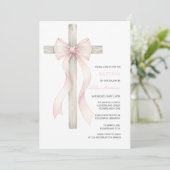 Boho doop baptismedochter boog uitnodiging (Staand voorkant)