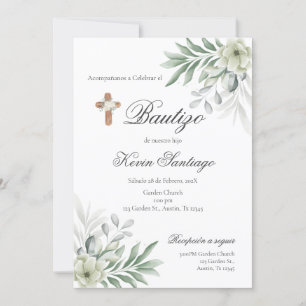 Boho Doop Español Invitación bloemen Kaart