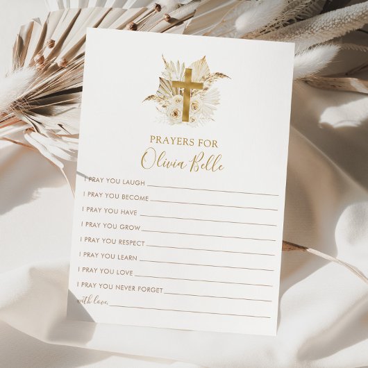 Boho Doop Gebed Kaart Gebed voor Baby Kaart