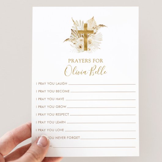 Boho Doop Gebed Kaart Gebed voor Baby Kaart