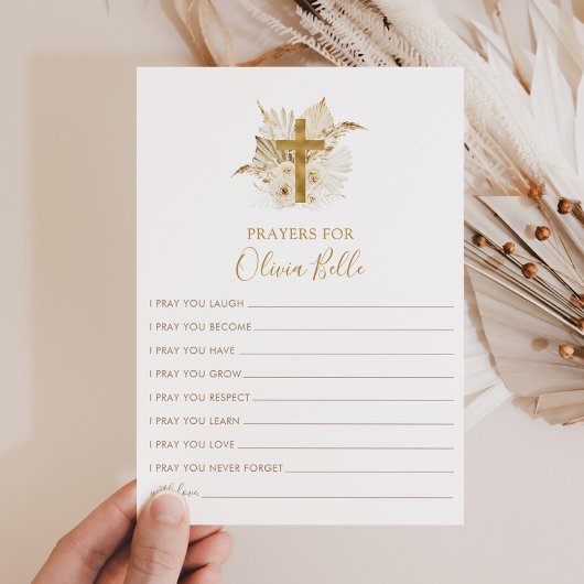 Boho Doop Gebed Kaart Gebed voor Baby Kaart