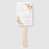 Boho Doop Hand Fan, Pampas Gras doopsel Handwaaier (Voorkant)