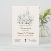 Boho Doop in het Spaans met kerk Kaart (Staand voorkant)
