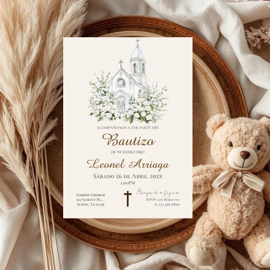 Boho Doop in het Spaans met kerk Kaart
