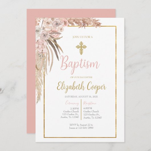 boho-doop kaart (Voorkant / Achterkant)