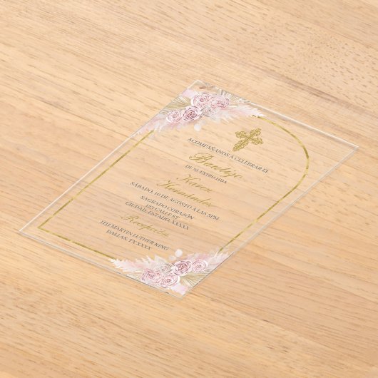 Boho doop Spaans Acryl Uitnodigingen (Laagn)