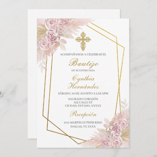 Boho doop Spaans Kaart (Voorkant / Achterkant)