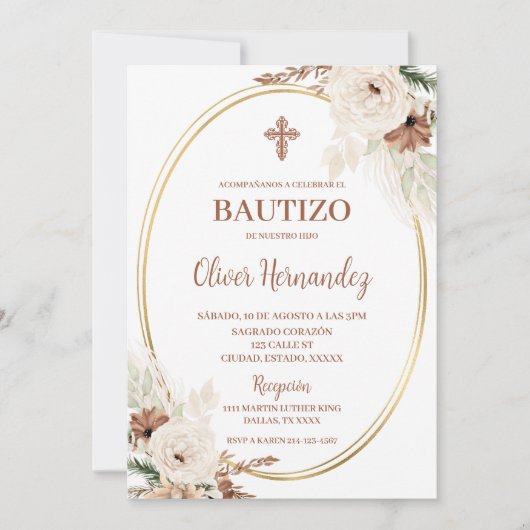 Boho doop spaanse uitnodiging (Voorkant)