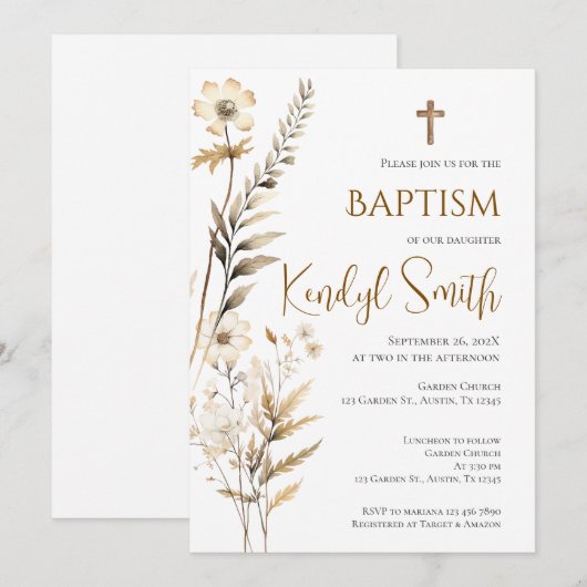 Boho Doop Uitnodiging (Voorkant / Achterkant)