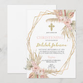 Boho doop uitnodiging voor meisje (Voorkant / Achterkant)