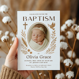 Boho doopsel uitnodiging met foto