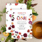 Boho Draaien Een 1e Verjaardag Bloemen Waterverf Kaart