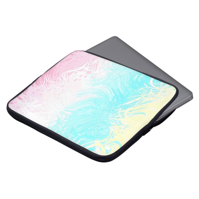 Boho Draaiend Groovy Abstract Genderflux Pride Vla Laptop Sleeve (Voorkant top)