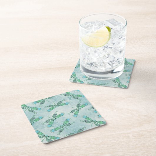 Boho Dragonflies in Blue Kartonnen Onderzetters (Insitu)