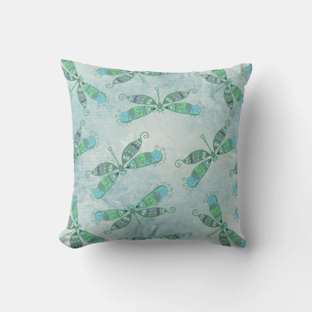 Boho Dragonflies in Blue Kussen (Voorkant)
