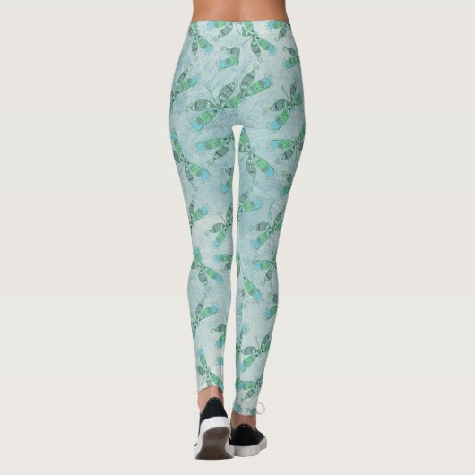 Boho Dragonflies in Blue Leggings (Achterkant)
