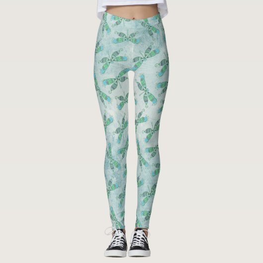 Boho Dragonflies in Blue Leggings (Voorkant)