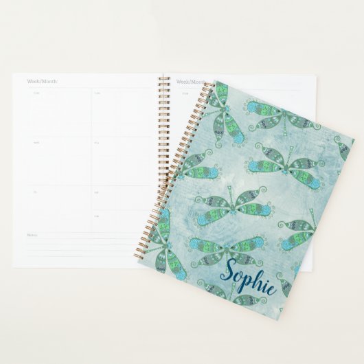 Boho Dragonflies in Blue Planner (Display)
