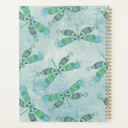 Boho Dragonflies in Blue Planner (Achterkant)