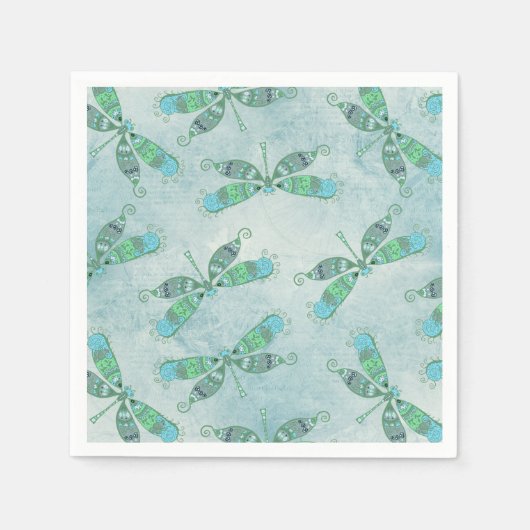 Boho Dragonflies in Blue Servet (Voorkant)