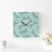 Boho Dragonflies in Blue Vierkante Klok (Huis)