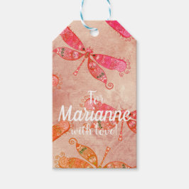 Boho Dragonflies in het roze Cadeaulabel