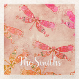 Boho Dragonflies in het roze Glazen Onderzetter